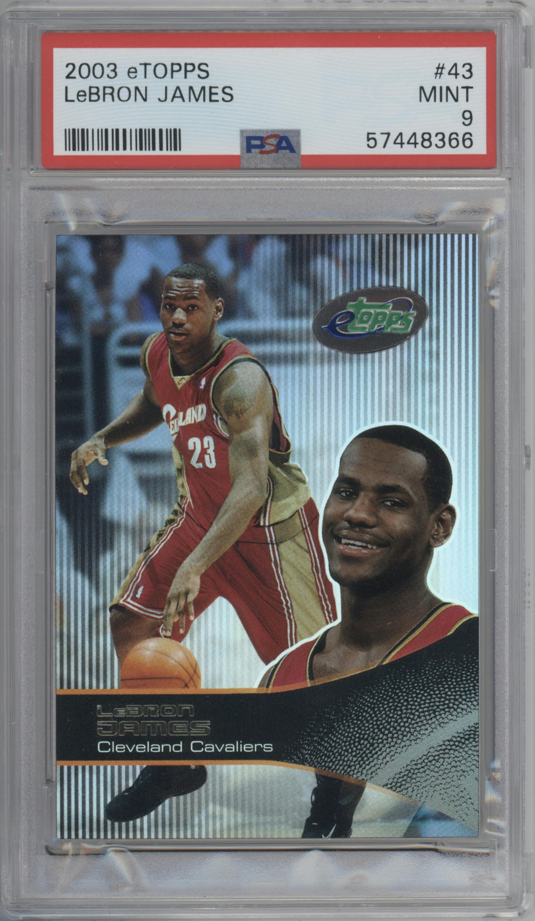 LeBron James from the 2003-04 Topps eTopps set graded by PSA and given an overall grade of 9.