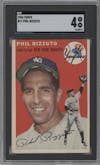 Phil Rizzuto from the 1954 Topps set graded by SGC and given an overall grade of 4.