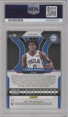 Tyrese Maxey from the 2020-21 Panini Prizm set featuring a Choice Red parallel graded by PSA and given an overall grade of 9.