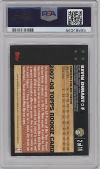 Kevin Durant from the 2007-08 Topps set graded by PSA and given an overall grade of 9.