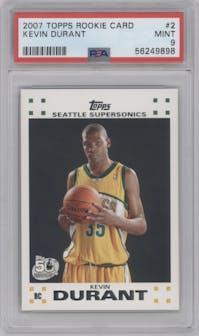 Kevin Durant from the 2007-08 Topps set graded by PSA and given an overall grade of 9.