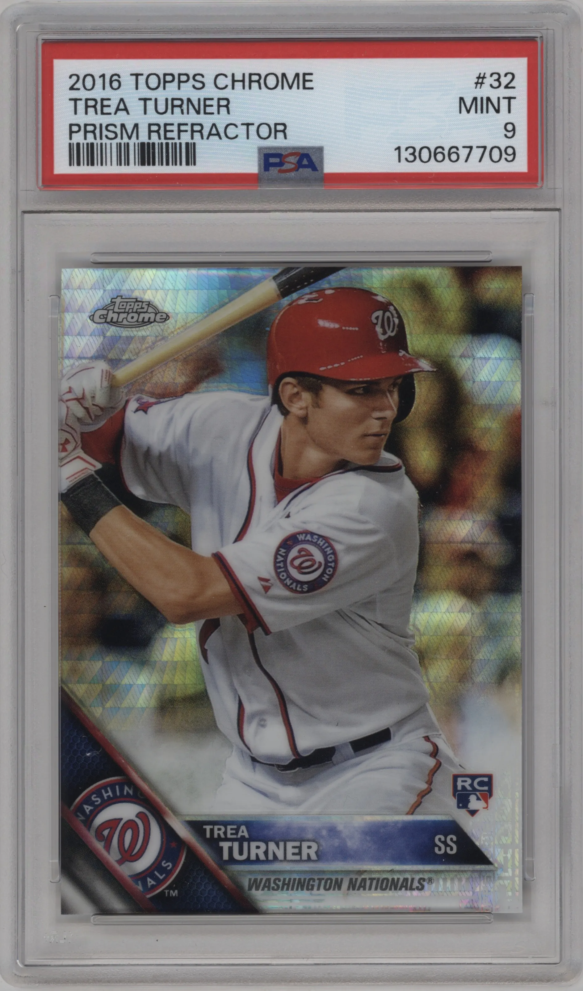 2016 Topps Chrome Trea Turner Prism Refractor PSA 9