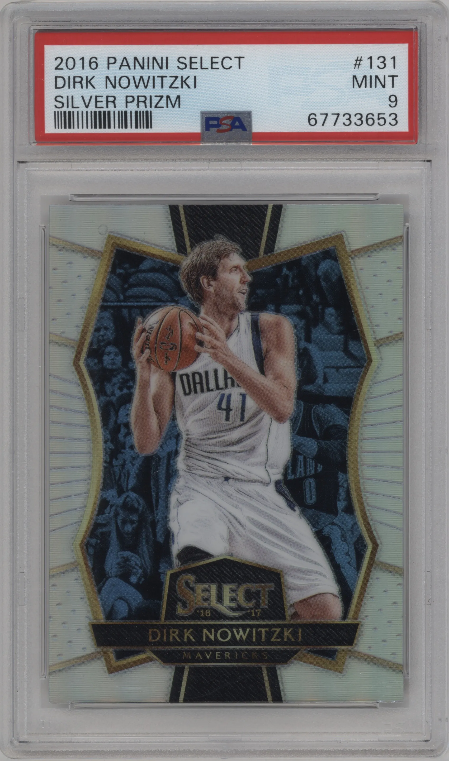 2016 Panini Select Pre.Lvl. Dirk Nowitzki Silver Prizm PSA 9