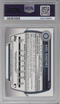 Axel Sanchez from the 2023 Bowman Chrome set graded by PSA and given an overall grade of 10.