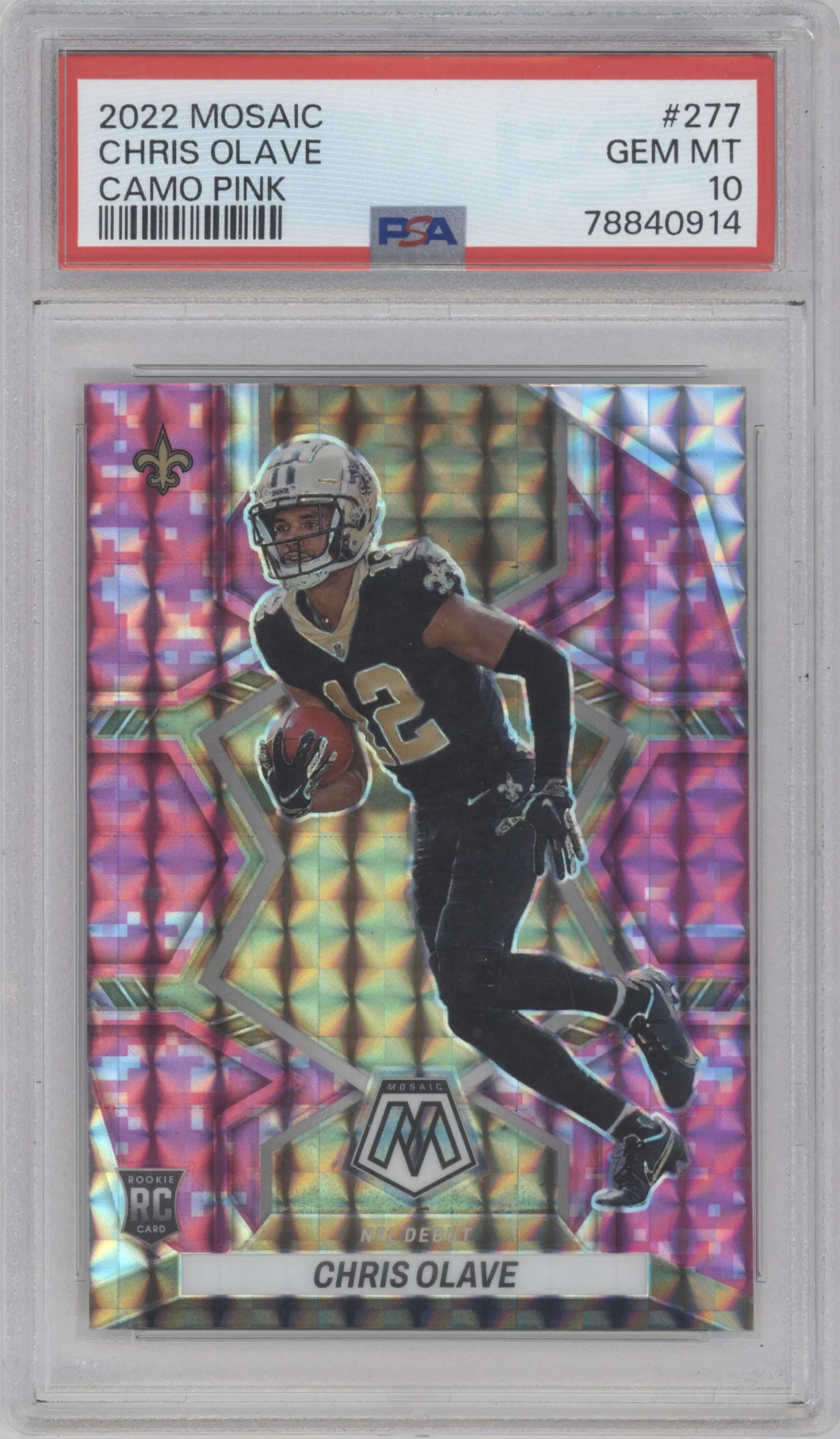2022 Panini Mosaic Chris Olave Pink Camo #277 PSA 10