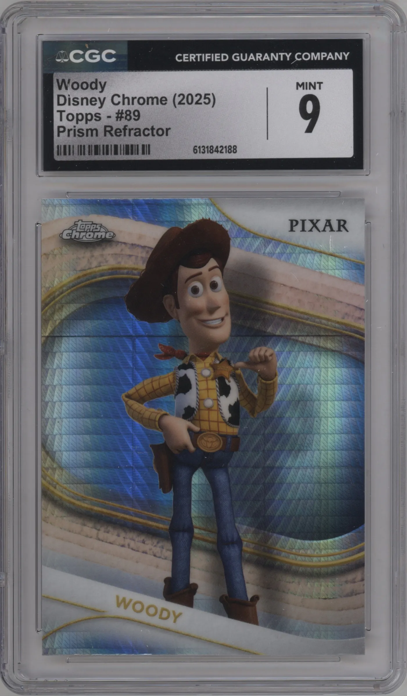 2025 Topps Chrome Disney Woody Prism Refractor CGC 9