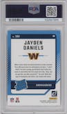 Jayden Daniels from the 2024 Donruss set graded by PSA and given an overall grade of 10.