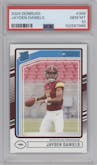 Jayden Daniels from the 2024 Donruss set graded by PSA and given an overall grade of 10.
