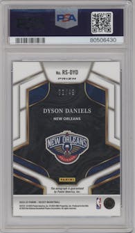 Dyson Daniels from the 2022-23 Panini Select set featuring a Blue Prizm parallel graded by PSA and given an overall grade of 10.