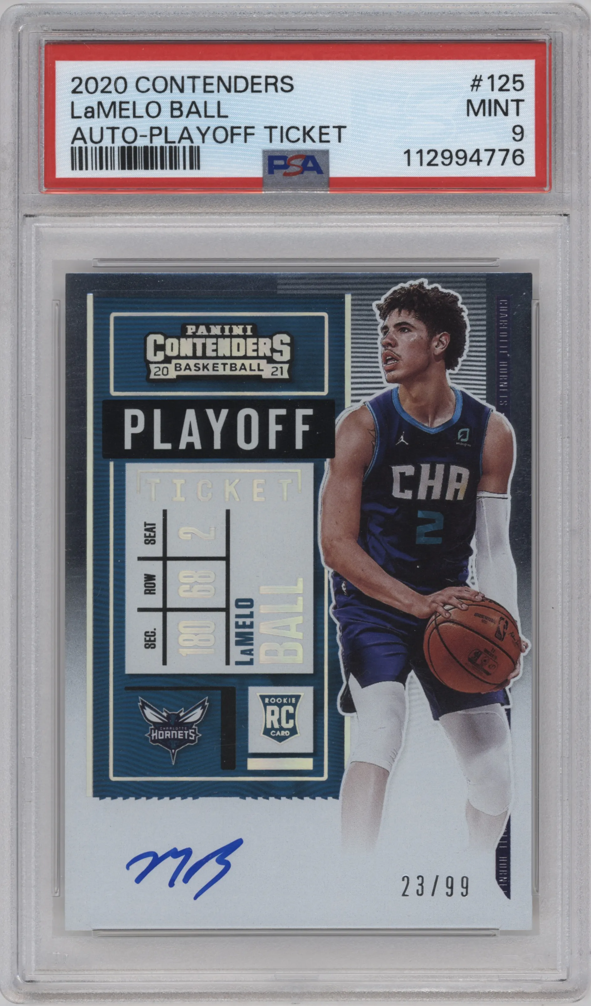 2020 Panini Contenders Rke.Tkt.Auto LaMelo Ball Ticket Playoff #125 PSA 9