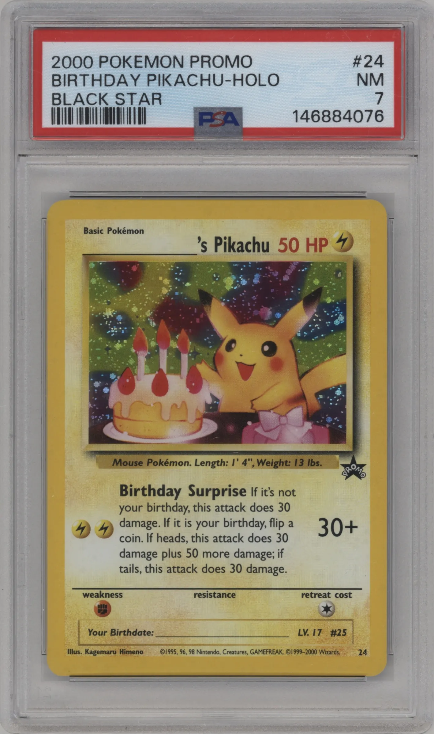 2000 Pokemon WoTC _____'s Pikachu Wizards Mail Giveaway #24 PSA 7