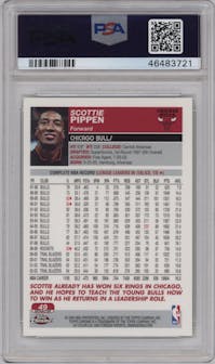 Scottie Pippen from the 2003-04 Topps Chrome set featuring a Refractor parallel graded by PSA and given an overall grade of 10.
