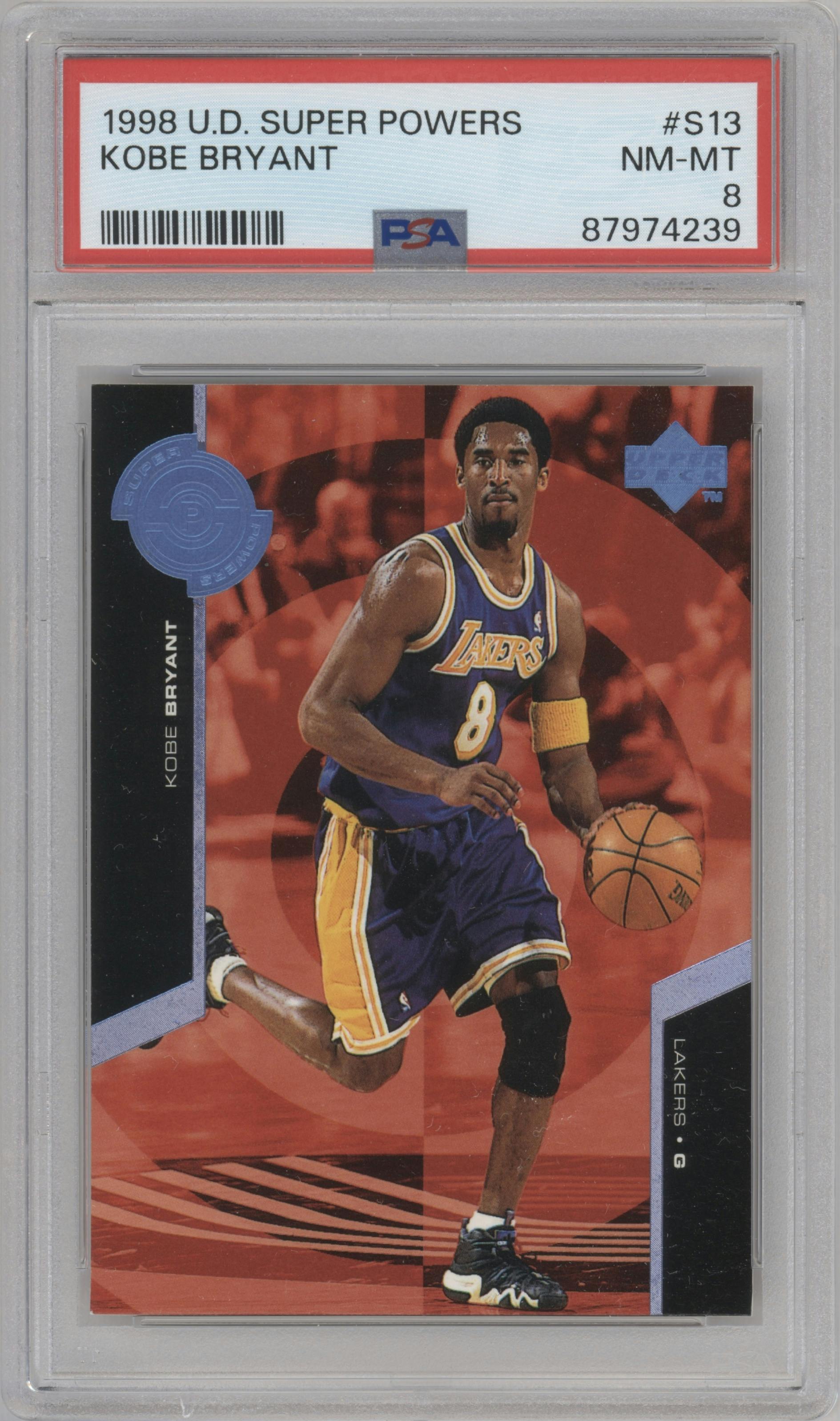 Kobe Bryant from the 1998-99 Upper Deck  set graded by PSA and given an overall grade of 8.