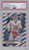 Patrick Mahomes II from the 2024 Panini Prizm set featuring a Red/White/Blue Prizm parallel graded by PSA and given an overall grade of 10.
