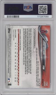Shohei Ohtani from the 2018 Topps Chrome set featuring a Refractor   parallel graded by PSA and given an overall grade of 10.