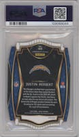 Justin Herbert from the 2020 Panini Select set featuring a Die-Cut Red parallel graded by PSA and given an overall grade of 10.