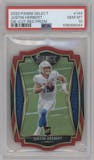 Justin Herbert from the 2020 Panini Select set featuring a Die-Cut Red parallel graded by PSA and given an overall grade of 10.