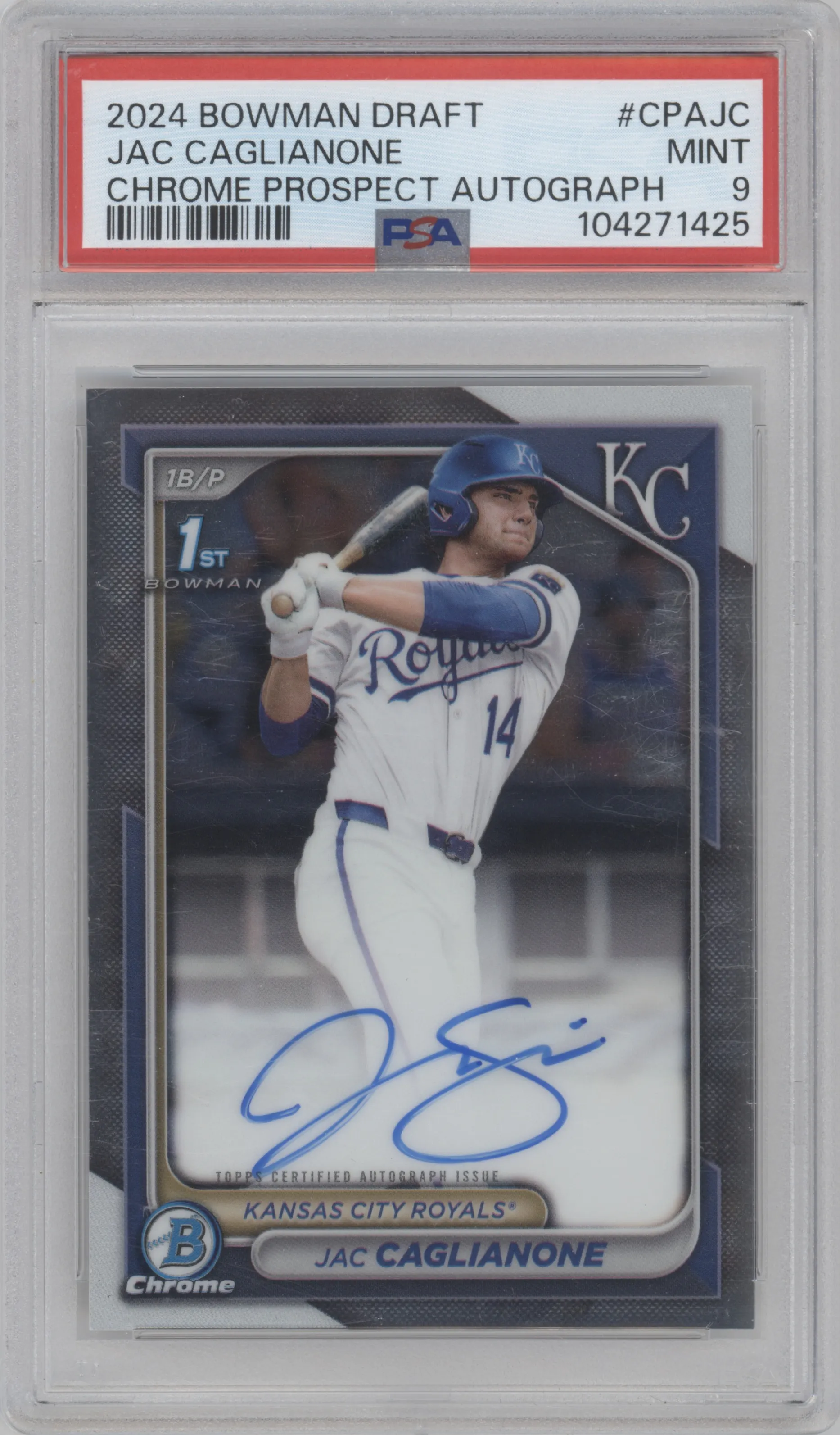 2024 Bowman Draft Chr.Pros.Auto Jac Caglianone #CPA-JC PSA 9