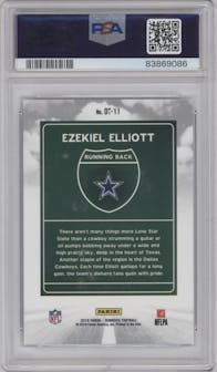 Ezekiel Elliott from the 2018 Panini Donruss set graded by PSA and given an overall grade of 9.