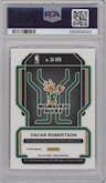 Oscar Robertson from the 2021-22 Panini Prizm  set featuring a Choice parallel graded by PSA and given an overall grade of 9.