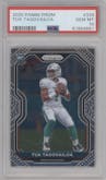 Tua Tagovailoa from the 2020 Panini Prizm set graded by PSA and given an overall grade of 10.