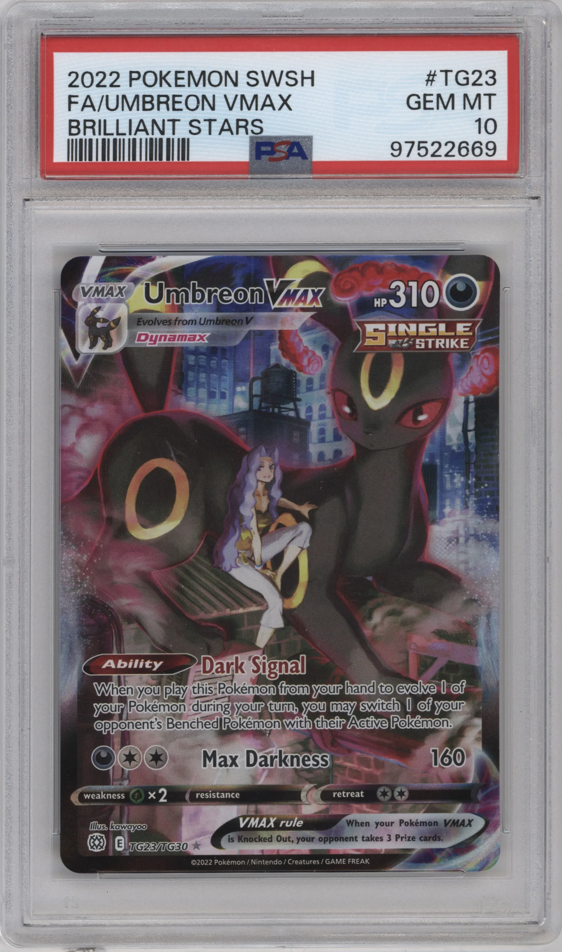 2022 Pokemon SWSH Brilliant Stars TG Umbreon VMAX PSA 10