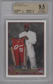 LeBron James from the 2003-04 Topps set graded by Beckett and given an overall grade of 9.5.