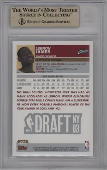 LeBron James from the 2003-04 Topps set graded by Beckett and given an overall grade of 9.5.