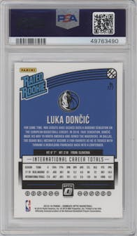 Luka Doncic from the 2018-19 Panini Donruss Optic set graded by PSA and given an overall grade of 10.