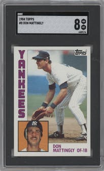 Don Mattingly from the 1984 Topps set graded by SGC and given an overall grade of 8.