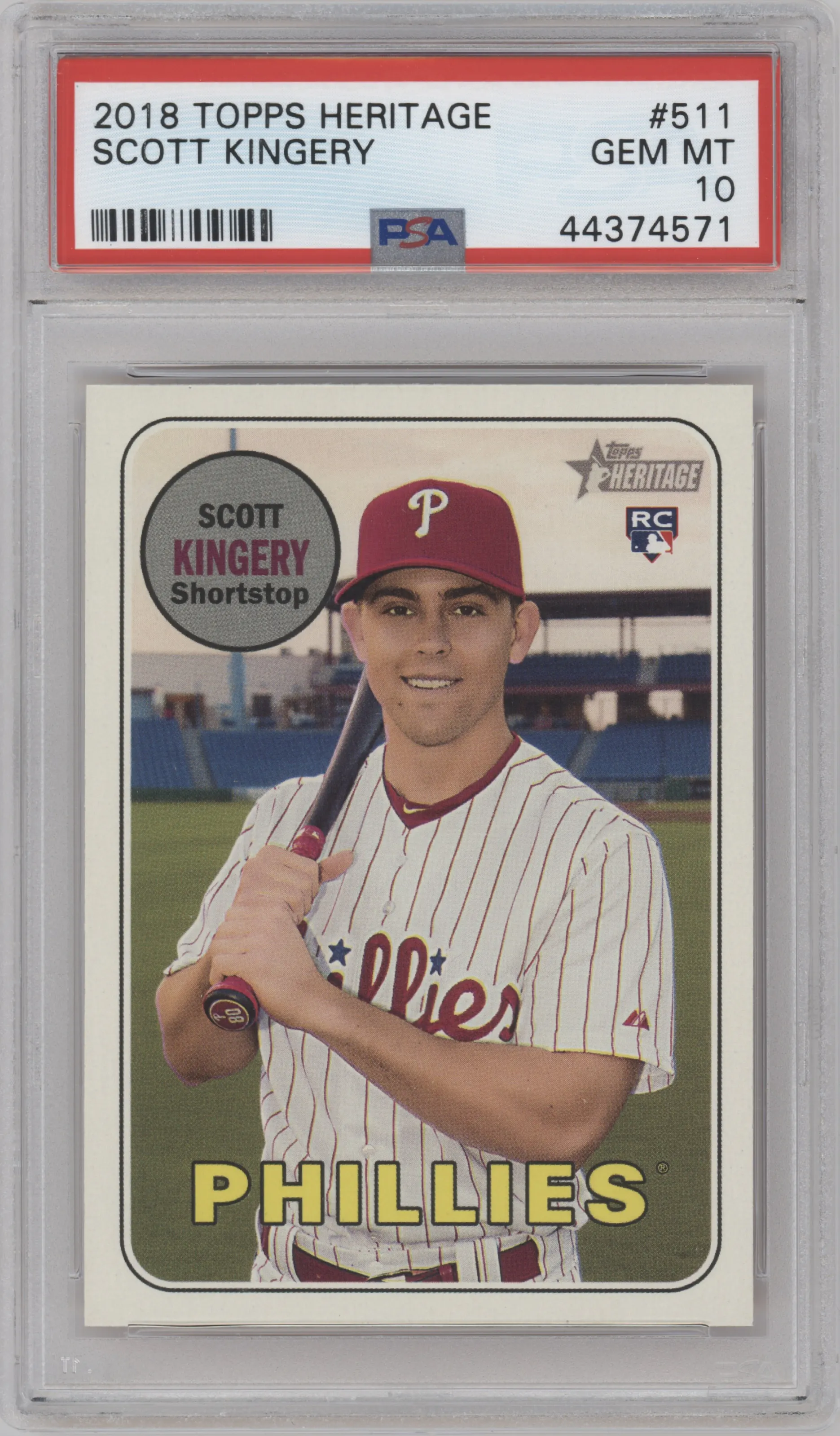 2018 Topps Heritage High Number Scott Kingery PSA 10