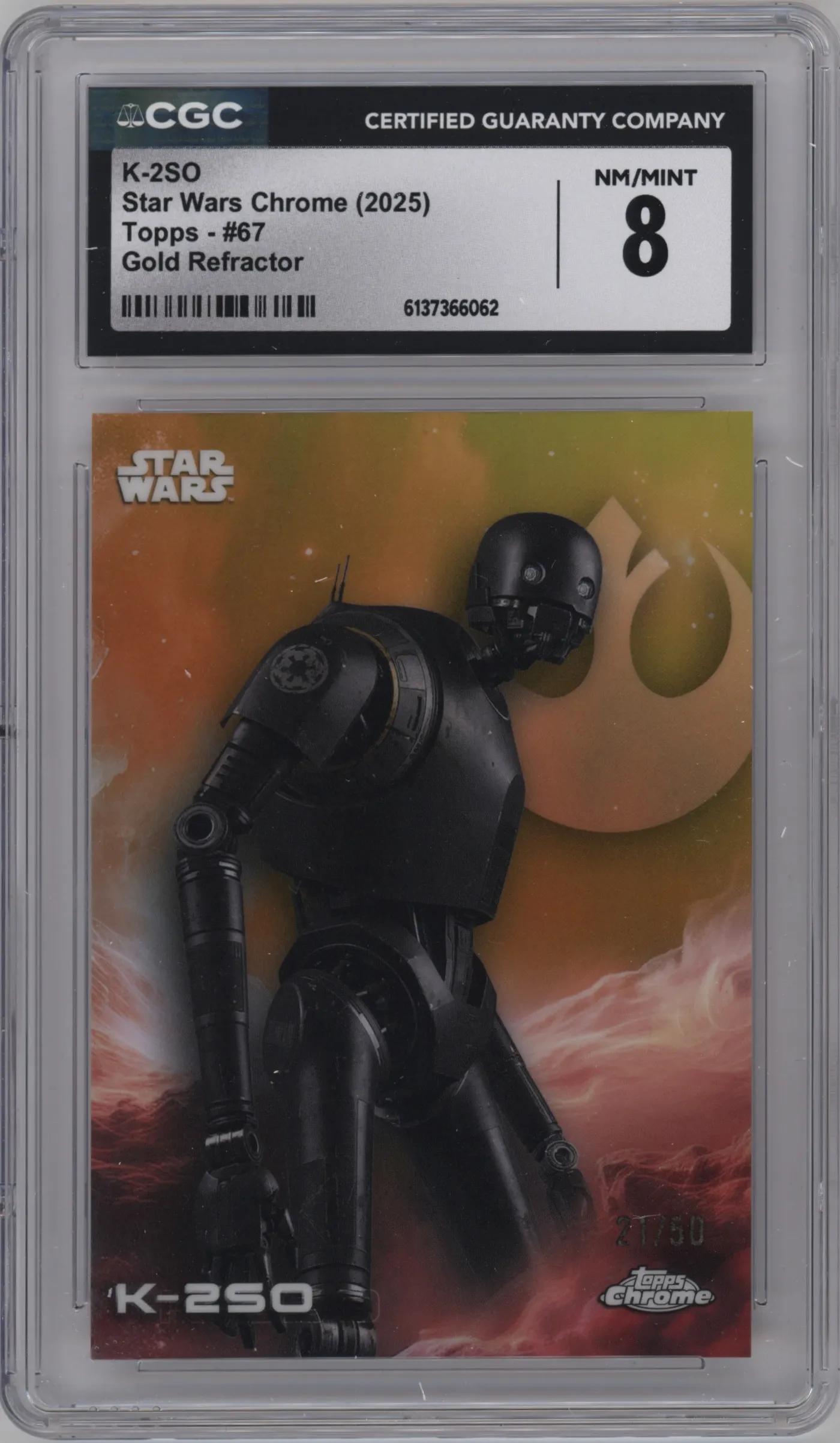 2025 Topps Chrome Star Wars K-2SO Gold Refractor CGC 8