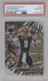 Joe Burrow from the 2020 Panini Select set featuring a Die-Cut Zebra parallel graded by PSA and given an overall grade of 10.