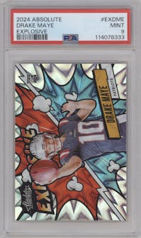 Drake Maye  from the 2024 Panini Absolute set graded by PSA and given an overall grade of 9.