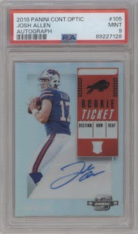 Josh Allen from the 2018 Panini Contenders Optic set graded by PSA and given an overall grade of 9.