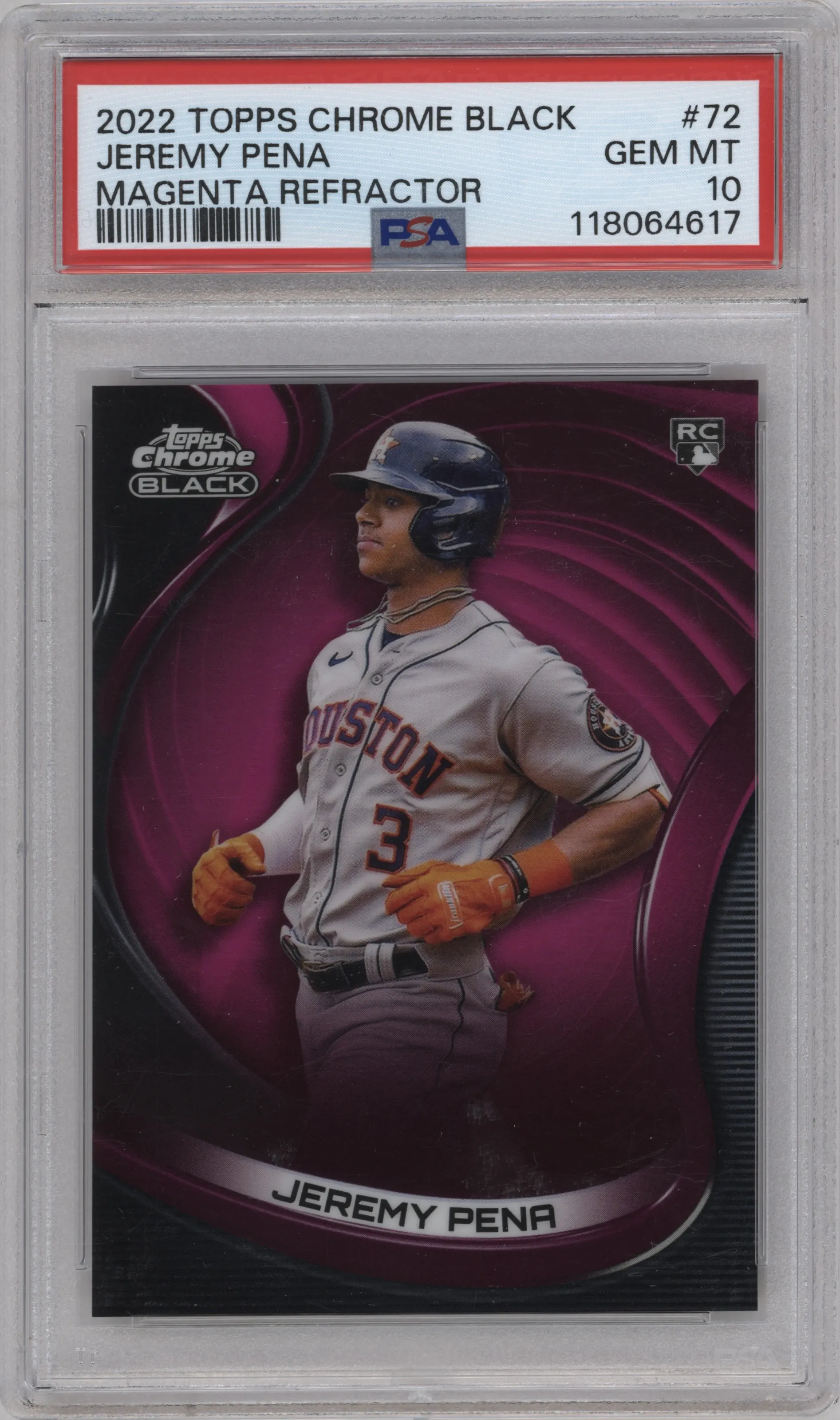2022 Topps Chrome Black Jeremy Pena Magenta Refractor #72 PSA 10