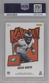 Jalen Hurts from the 2023 Panini Absolute set graded by PSA and given an overall grade of 10.