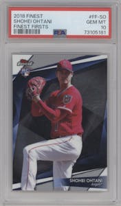 Shohei Ohtani from the 2018 Topps Finest set graded by PSA and given an overall grade of 10.