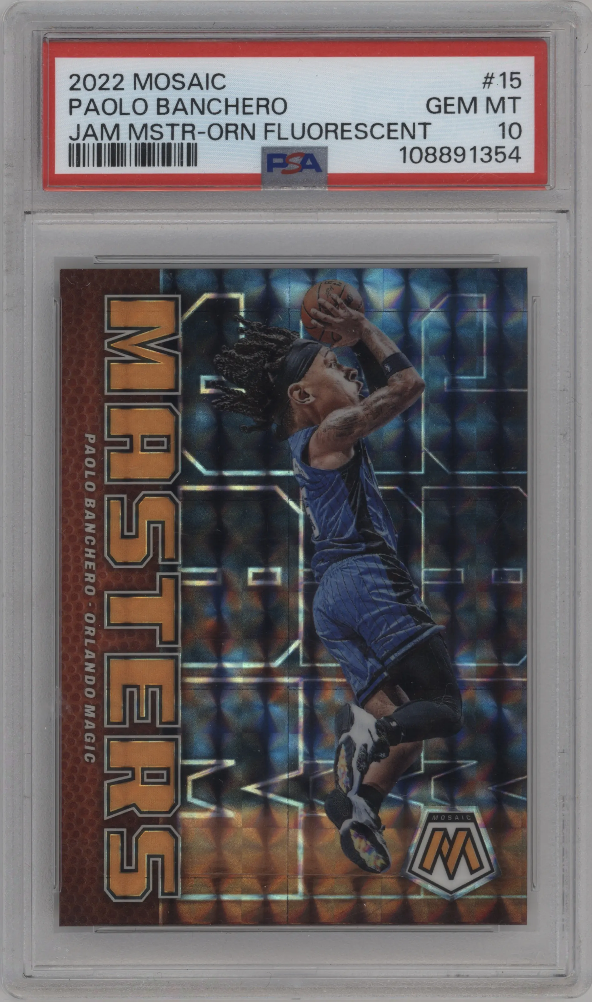 2022 Panini Mosaic Jam Masters Paolo Banchero Orange Fluorescent PSA 10