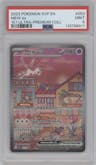 Mew ex from the 2023 Pokemon SV set featuring a Scarlet & Violet 151 Ultra Premium Collection parallel graded by PSA and given an overall grade of 9.