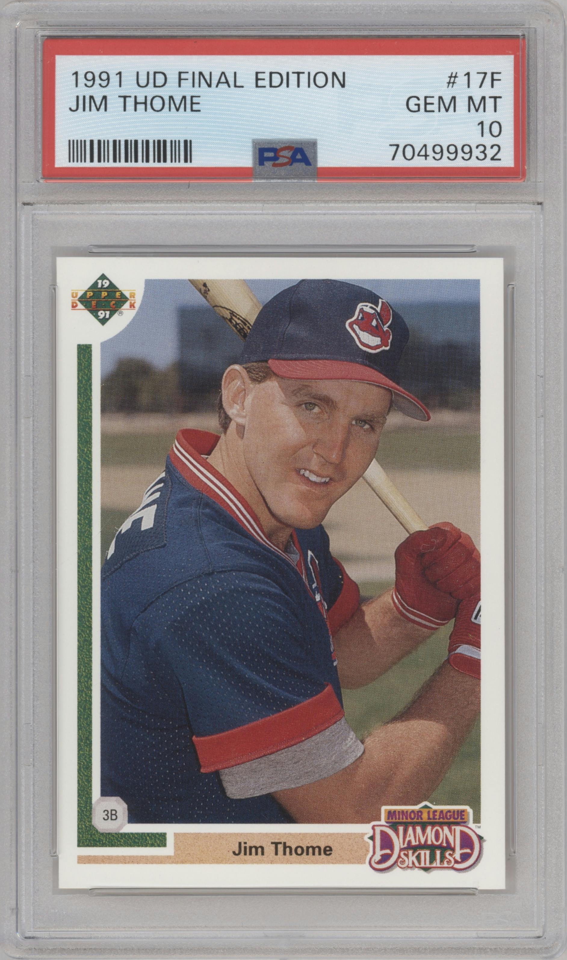 Jim Thome from the 1991 Upper Deck Final Edition set graded by PSA and given an overall grade of 10.