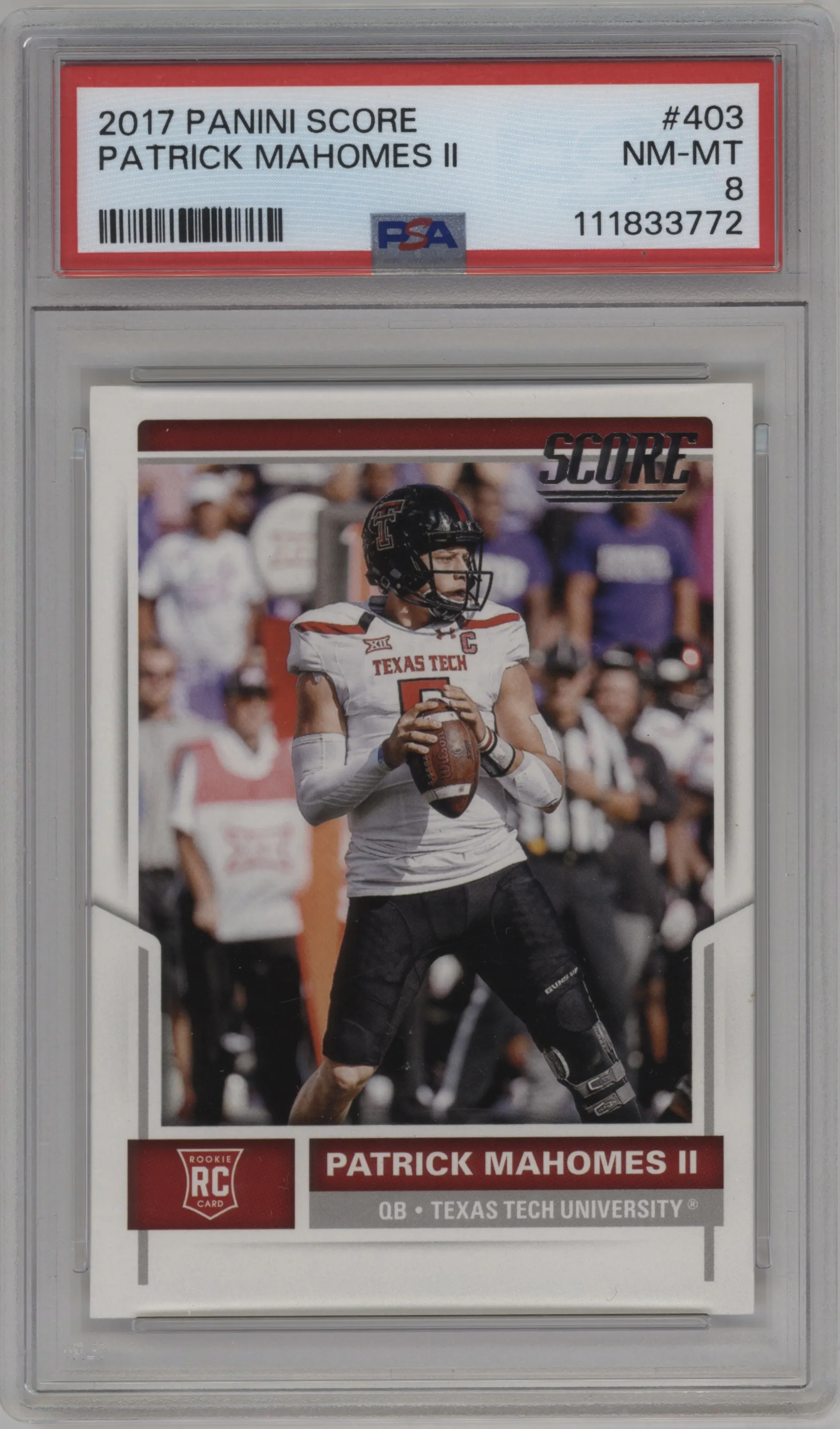 2017 Panini Score Patrick Mahomes II PSA 8