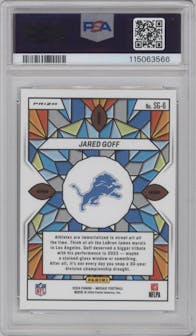 Jared Goff from the 2024 Panini Mosaic set graded by PSA and given an overall grade of 9.