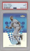 Derek Jeter from the 2004 Topps Finest set featuring a Refractor parallel graded by PSA and given an overall grade of 9.
