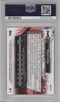 Ronald Acuna from the 2017 Bowman Mega Box Chrome set graded by PSA and given an overall grade of 10.