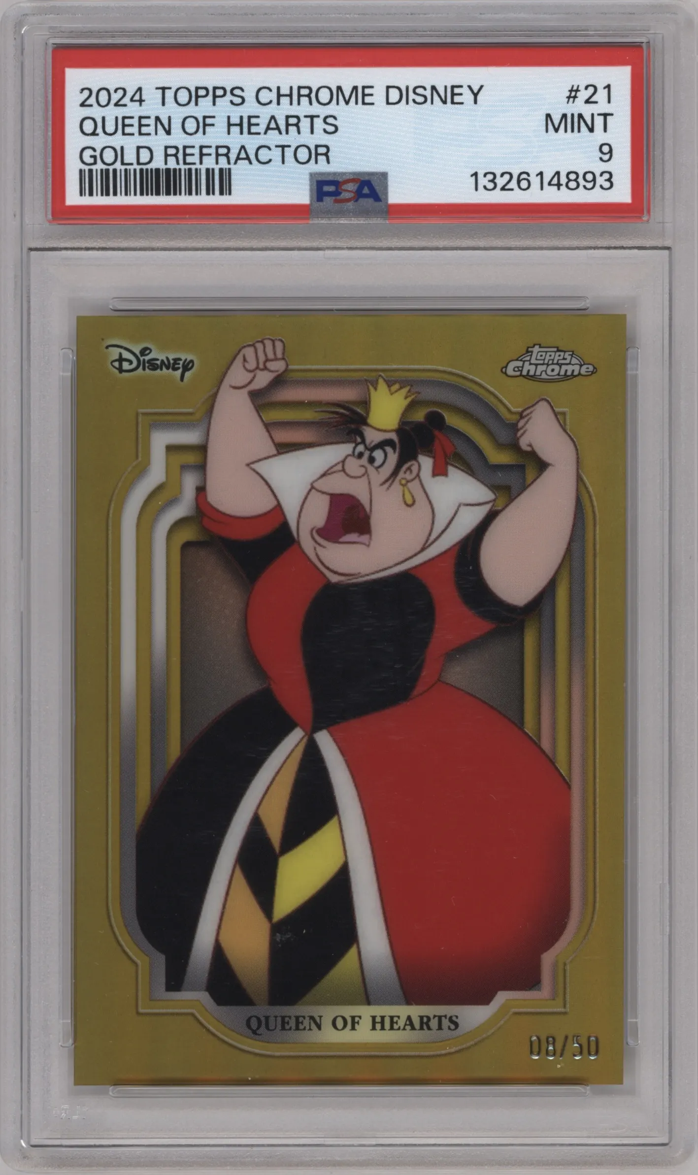2024 Topps Chrome Disney Queen of Hearts Gold Refractor #21 PSA 9