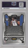 Tyrese Maxey from the 2023-24 Panini Prizm set featuring a Red White Blue Prizm parallel graded by PSA and given an overall grade of 10.