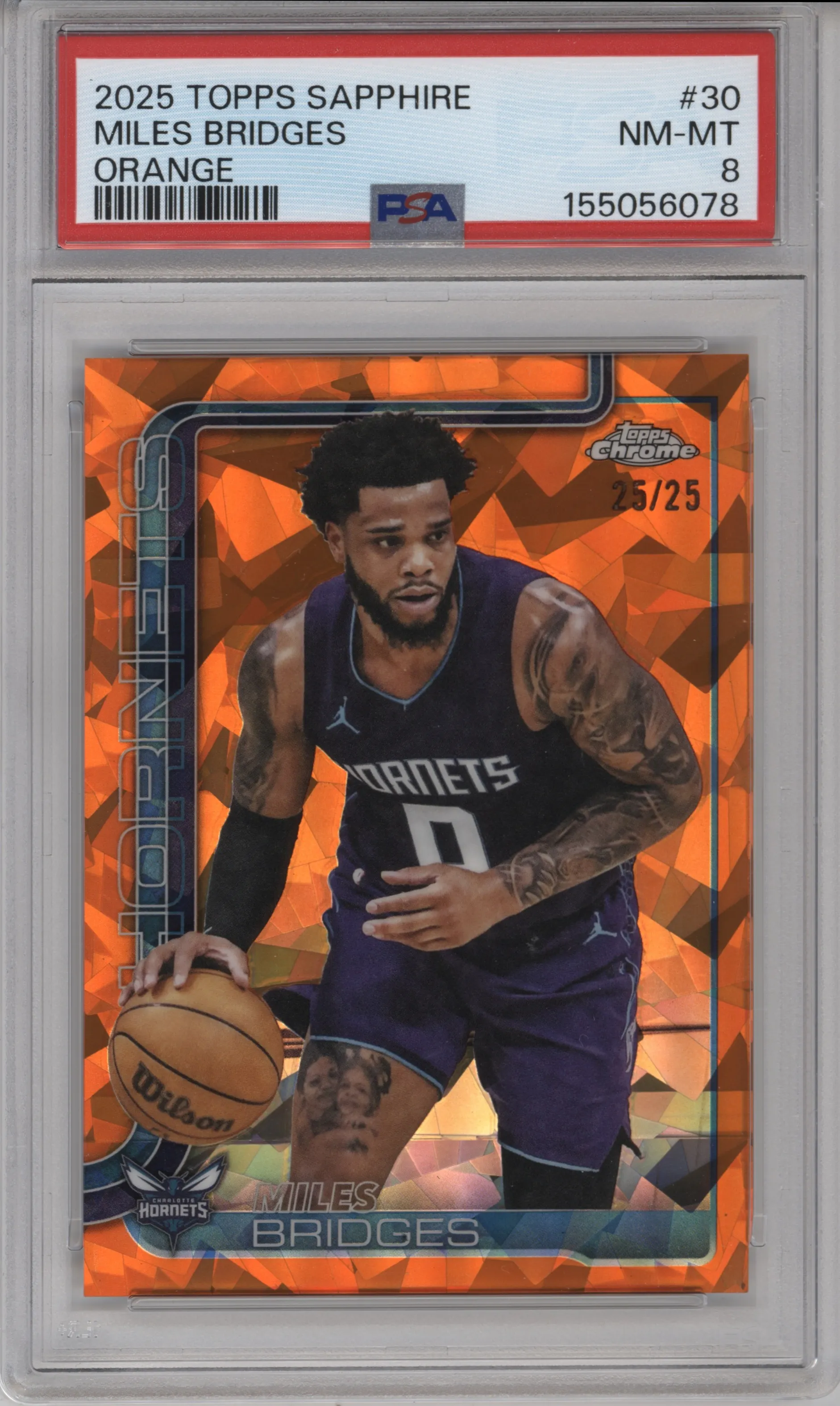 2025 Topps Chrome Sapphire Edition Miles Bridges Orange #30 PSA 8