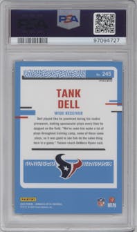 Tank Dell from the 2023 Donruss Optic set featuring a Green Velocity parallel graded by PSA and given an overall grade of 10.