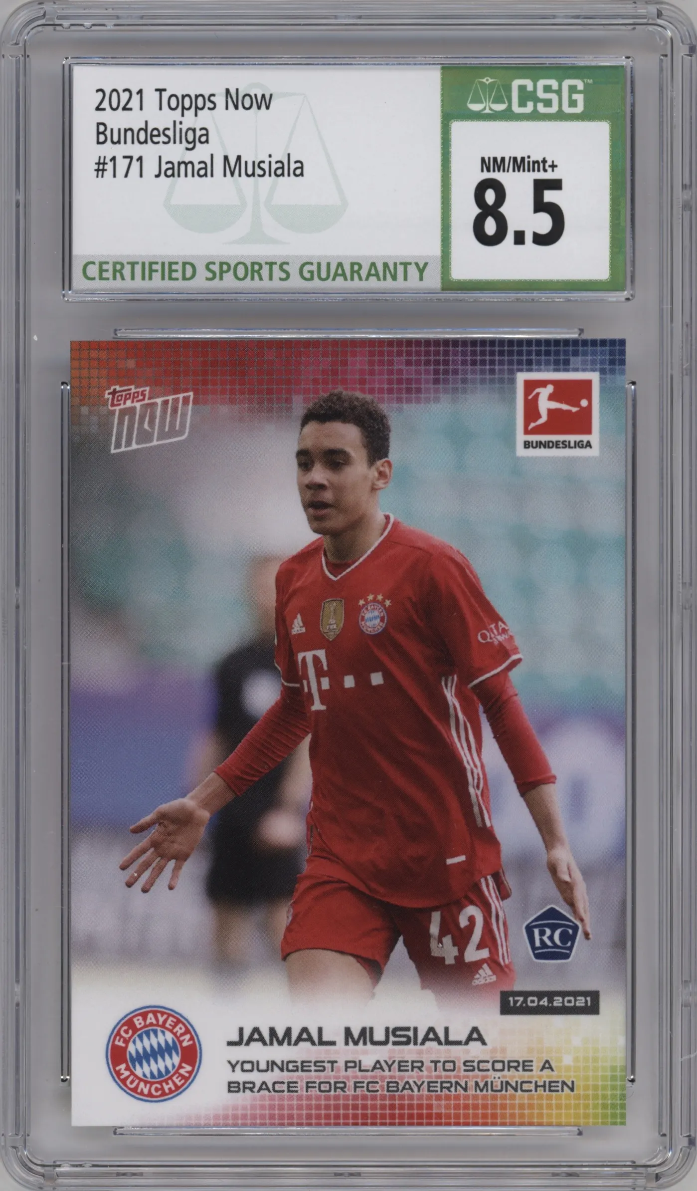 2020 Topps Now Bundesliga Jamal Musiala #171 CGC 8.5